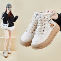 加绒高帮雪地靴女冬季新款学生ins韩版保暖休闲增高棉鞋