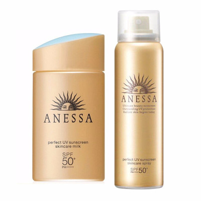 资生堂ANESSA/安热沙/安耐晒小金瓶60ml防水隔离防晒霜乳男女SPF50+防晒组合（防晒霜+防晒喷雾60g）