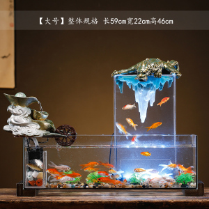 招财流水循环水玻璃鱼缸家居客厅电视柜装饰貔貅摆件乔迁开业礼品