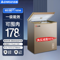 志高一级能效小冰柜178升家用小型全冷冻迷你节能微霜商用冷柜(金色)