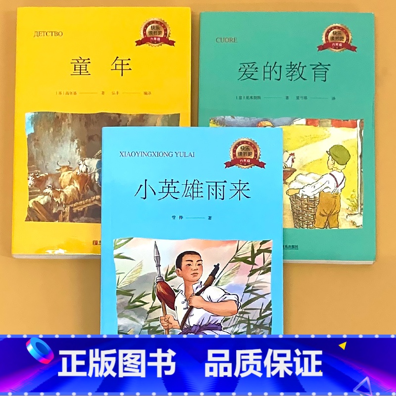 全3册-六年级上册 快乐读书吧 童年+爱的教育+小英雄雨来 [正版]小学生一二三四五六年级上册下册读读童谣和儿歌孤独的小