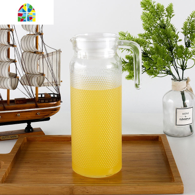 凉水壶凉白开水茶壶大容量鸭嘴壶小号水壶扎壶家用透明 FENGHOU 米粒锤纹壶-2个带把茶杯