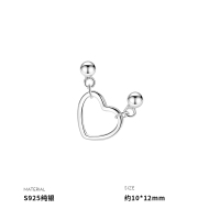 925纯银双耳洞镂空爱心耳钉女耳环耳饰甜美配饰小众设计
