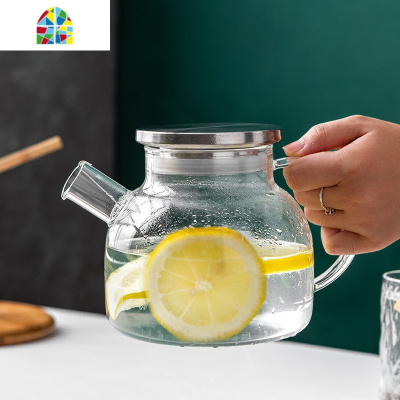 北欧风格冷水壶玻璃水壶家用可高温开水杯耐热防爆扎壶套装凉水壶 FENGHOU 1600ML灵韵壶+2树纹杯