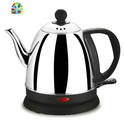 食品级304不锈钢1L2长嘴电热水壶家用快速壶自动断电泡茶壶烧水壶 FENGHOU 1.0L葫芦壶[橙色]