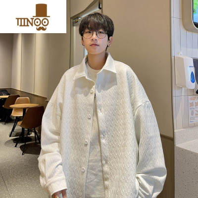 YANXUoversize白色衬衫男长袖外套港风日系大码男装上衣痞帅感