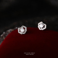 s999足银如意锁平安锁耳钉女轻奢闪钻锆石国潮风气质文艺耳饰批发送女朋友老婆情人节七夕生日礼物