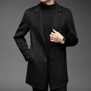双面羊绒呢大衣春秋装新款男士中长款羊毛风衣加厚保暖外套男春秋装加厚双面呢子男士羊绒西装外套短款羊毛呢大衣中长款风衣