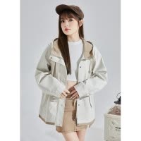 [2.5折价160元]唐狮春秋新款美式冲锋少上衣女薄款连帽运动登山服工装外套
