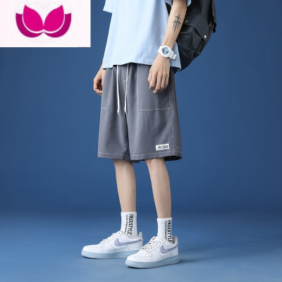 七斓短裤男士夏季2023新款潮牌冰丝感速干外穿5分裤夏天运动大裤衩子