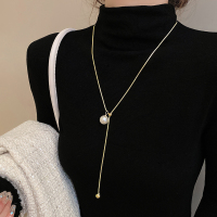 可调节珍珠项链2023新款轻奢小众抽拉锁骨链女高级感毛衣链送女朋友老婆情人节七夕生日礼物