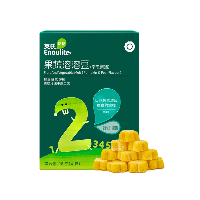 英氏(engnice)果蔬溶溶豆(胡罗卜苹果味)18g 2阶 零食混合水果溶豆