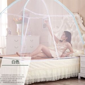 [免安装蚊帐+支架套装]蒙古包加密宿舍拉链家用防尘顶文蚊帐