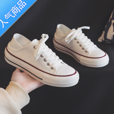 SUNTEK夏季半拖帆布鞋女鞋2023新款夏款懒人一脚蹬布鞋球鞋百搭小白鞋子