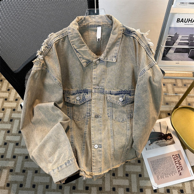 男装水洗复古潮牌废土风牛仔夹克男士春秋季美式宽松休闲百搭外套