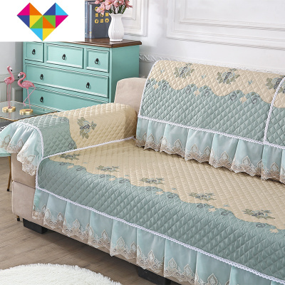 欧式沙发垫套装布艺防滑沙发套通用简约现代全盖沙发罩可机洗定做暗香（绿色）90X75cm御蓝锦