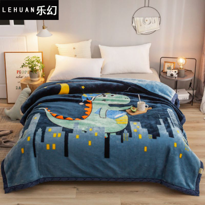 乐幻(LEHUAN)家纺秋冬超柔加厚拉舍尔毛毯卡通动漫保暖休闲毯子居家盖毯保暖床单拉舍尔毛毯-晚安世界JY1.5*2.0m约4斤-