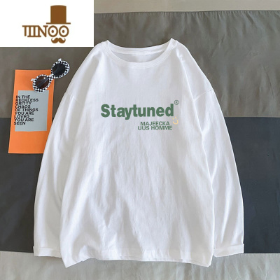 YANXU长袖t恤男装2022新款潮牌宽松百搭上衣服潮流内搭打底衫