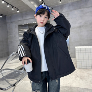 男童冬装外套秋冬款新款男孩青少年棉服大童夹棉冲锋衣冬季