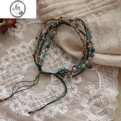 JiMi彩色民族风串珠法式度假编织可调节手链新中式小众手链复古手串女