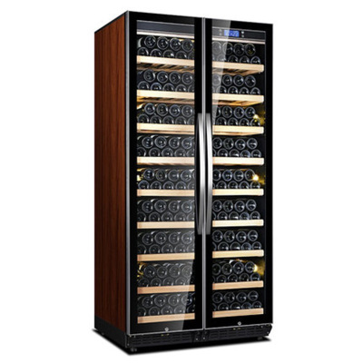 尊堡BJ-735 双开门红酒柜恒温酒柜定制酒柜商用双门一体柜压缩机大容量 340支装 棕木纹满配款