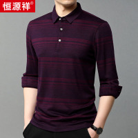 恒源祥含羊毛POLO打底衫男t恤2025秋冬新款中年简约长袖t恤衫