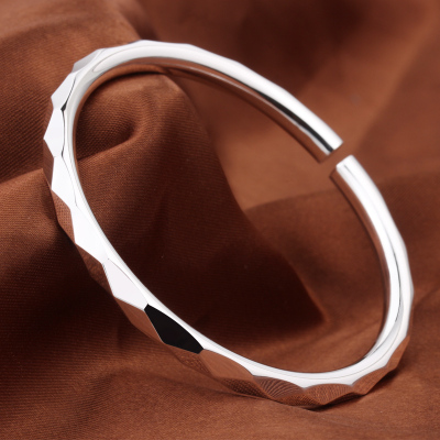 水立方银手镯9999纯银女开口实心简约时尚送女友生日礼物银镯子送女朋友老婆情人节七夕生日礼物