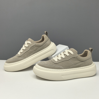 男士夏季低帮冰丝布鞋百搭小众欧洲站男鞋春夏透气厚底增高休闲鞋