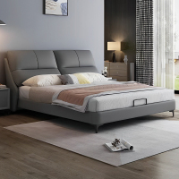 轻奢皮床现代简约主卧室床高端大气双人床软包床1.5/1.8米婚床