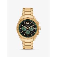 Michael Kors手表超大金色调运动商务石英绿圈计时男士石英腕表