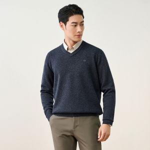 [纯羊毛]恒源祥男士羊毛衫秋季加厚针织衫宽松打底爸爸装毛衣