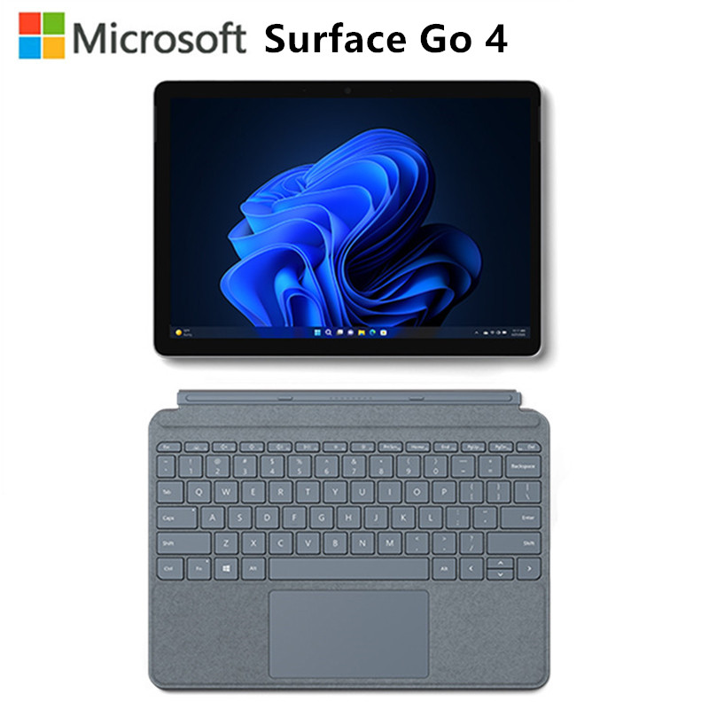 [配原装冰晶蓝键盘]微软Surface Go4 10.5英寸 二合一平板电脑 亮铂金 N200 8G 128G 人脸识别 学生平板 轻薄笔记本