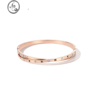 JiMiZEGL罗马数字手镯女镀玫瑰金简约小众钛钢手环手饰送妈妈生日礼物 罗马数字手镯
