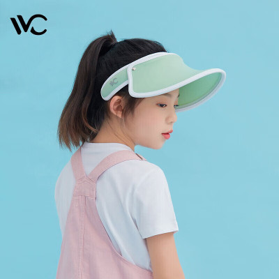 VVC儿童防晒帽夏季男女童太阳帽遮脸防紫外线大檐遮阳帽子 冰激凌版 日光橙