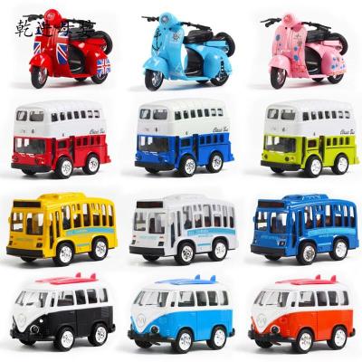 新品直营-玩具车套装汽车模型桥车车合金车回力车宝宝巴士玩具男孩玩具卡通车Q版宝马迷你蓝色