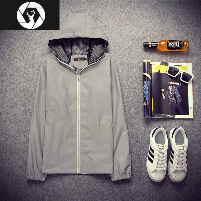 HongZun秋冬季加绒风衣外套女发光衣服荧光衣夜光衣情侣反光衣外套男学生风衣