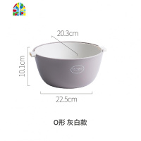 北欧简约家用厨房双色创意蔬果大号双层洗菜盆水果篮 FENGHOU O形蓝黄洗菜篮洗菜篮