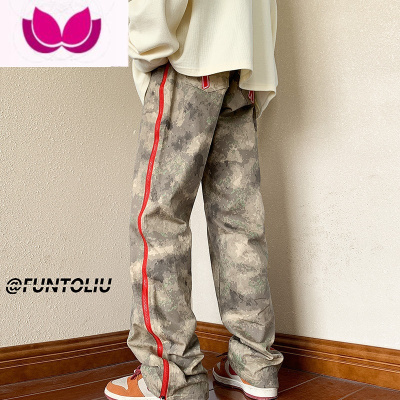 七斓迷彩裤子男高街美式工装裤男潮牌设计感小众直筒宽松冲锋休闲长裤