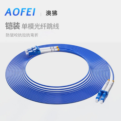 电信级铠装尾纤 单模双芯 光纤跳线LC-LC 防鼠咬阻燃 1条