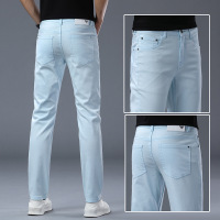 优质弹力男士修身牛仔裤夏季新款纯色简约百搭弹力轻奢通勤男装