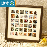 敬平48/九宫格情侣diy相框拼图定制照片洗打印加婚纱照挂墙纪念册礼物 实木圆边胡桃+36宫格[33*33*3cm] [
