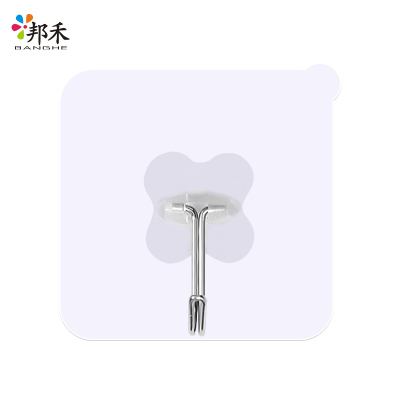 邦禾挂钩强力粘胶墙壁挂墙无痕承重吸盘厨房勾衣帽粘贴免打孔粘钩透明20只装