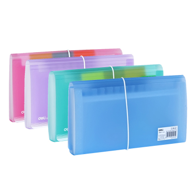 得力(deli)5560彩色风琴包票据风琴包专票收纳票据包半透明水果色发票包13格大容量票据风琴包磨砂质感颜色随机（单个）