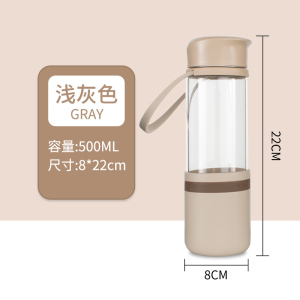 茶花玻璃水杯过滤玻璃杯便携大杯子创意带盖花茶杯透明耐热泡茶杯