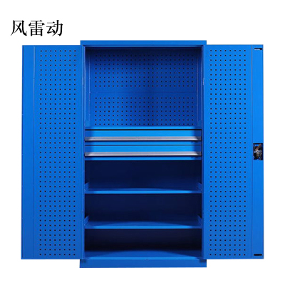 风雷动工具柜加厚铁皮储物柜工厂车间用带抽屉汽修多功能收纳柜通门内二抽柜蓝色