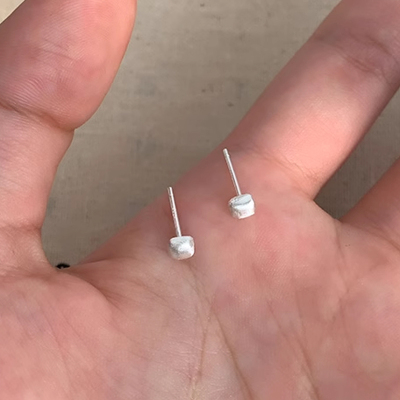 s925纯银磨砂小方糖耳钉气质几何耳环小巧精致通勤学生耳饰女送女朋友老婆情人节七夕生日礼物