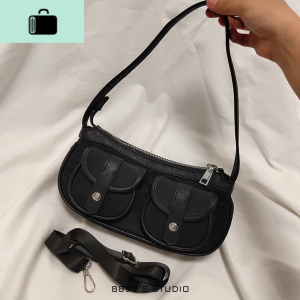 2020新款潮搭扣口袋bm黑色女生腋下法棍包帆布尼龙夏款单肩小包包NEW LAKE女士单肩包