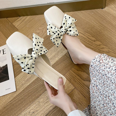 Ideamini温柔风粗跟包头凉拖鞋女2021春夏季新款网红外穿半拖鞋百搭女鞋子