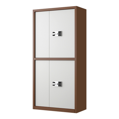 铭威盾指纹电子保密柜钢制密码文件柜档案柜矮柜保密资料柜办公柜通双节咖白色:国保密码锁