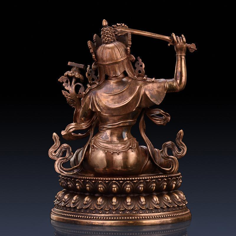 美帮汇文殊普萨佛像 紫铜文殊菩萨摆件藏传密宗小佛像家用供奉